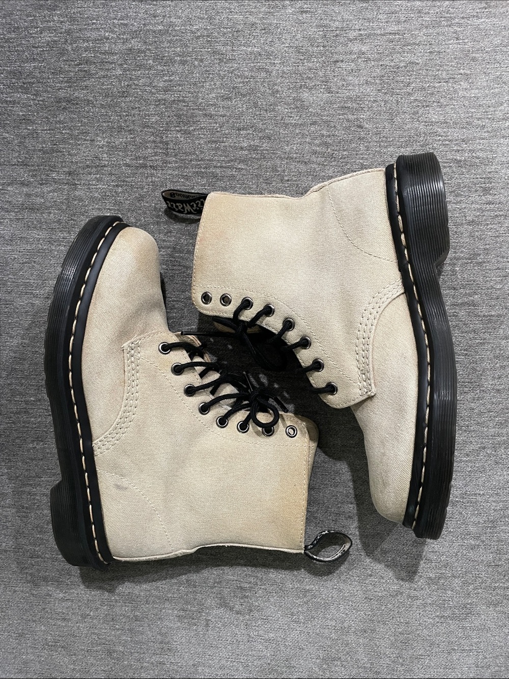 Dr. Martens Page Mix Canvas Combat Boots Size 8
